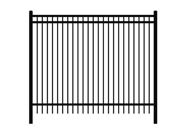 A flat-top steel fence is displayed